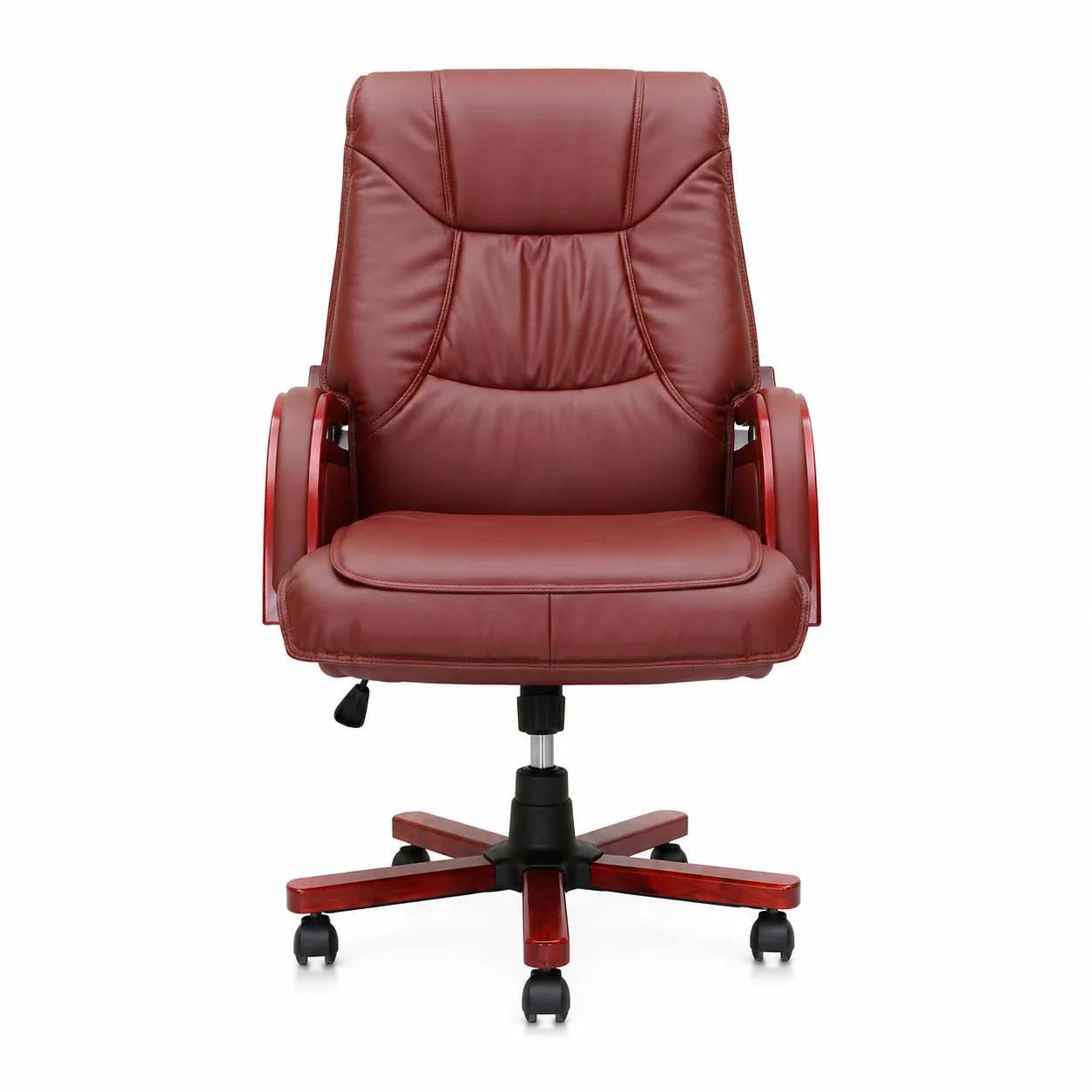 Luxury Executive Leather Office Chair - Brown & Walnut