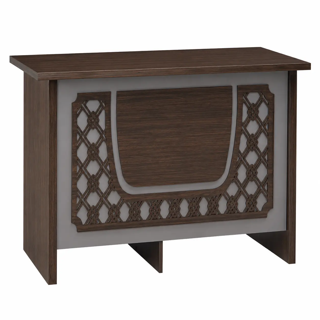 Modern Wooden Reception Desk - Walnut Finish