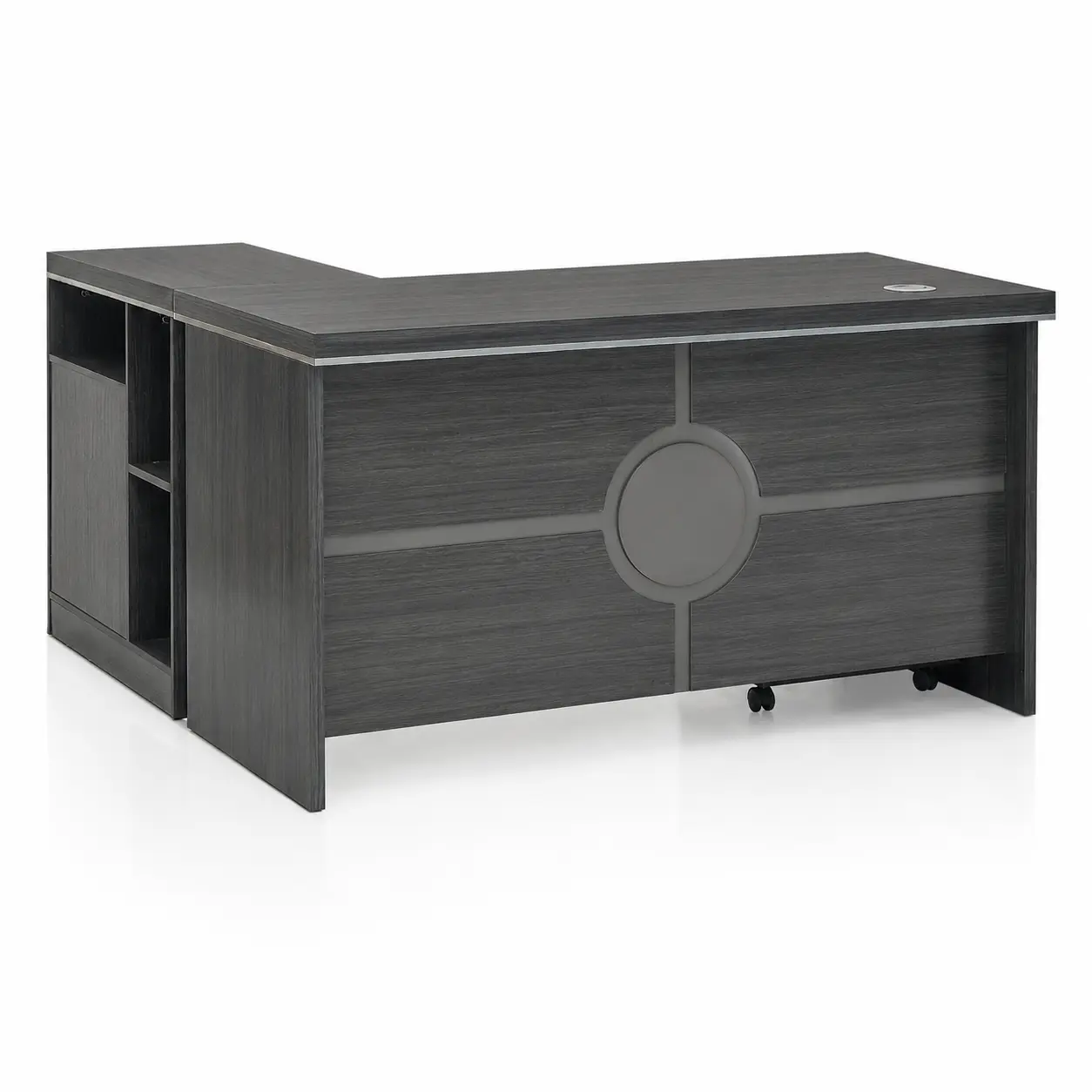 Modern Executive Office Desk - Dark Wood Finish
